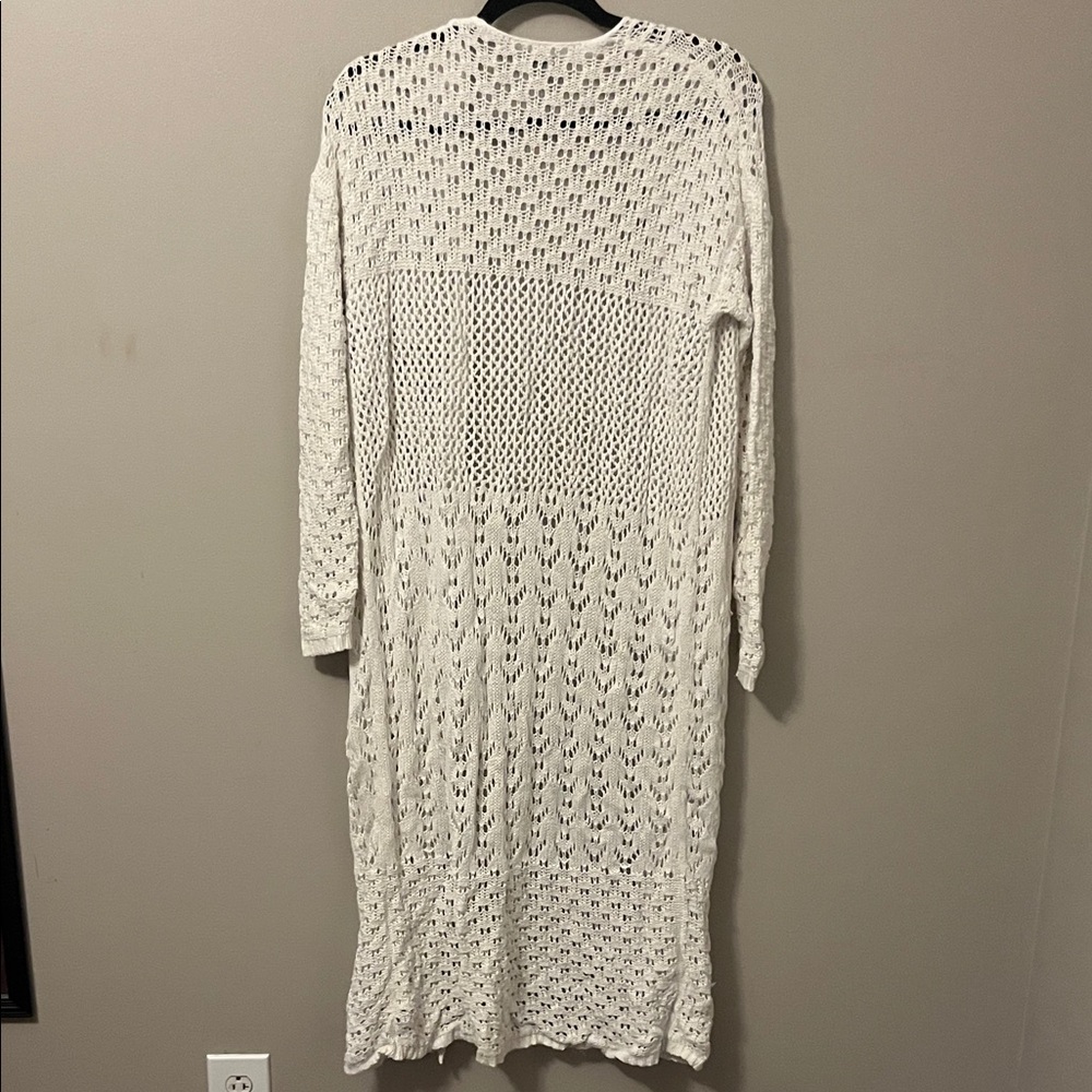 Long Cream Knit Duster Cardigan - Picture 4 of 4